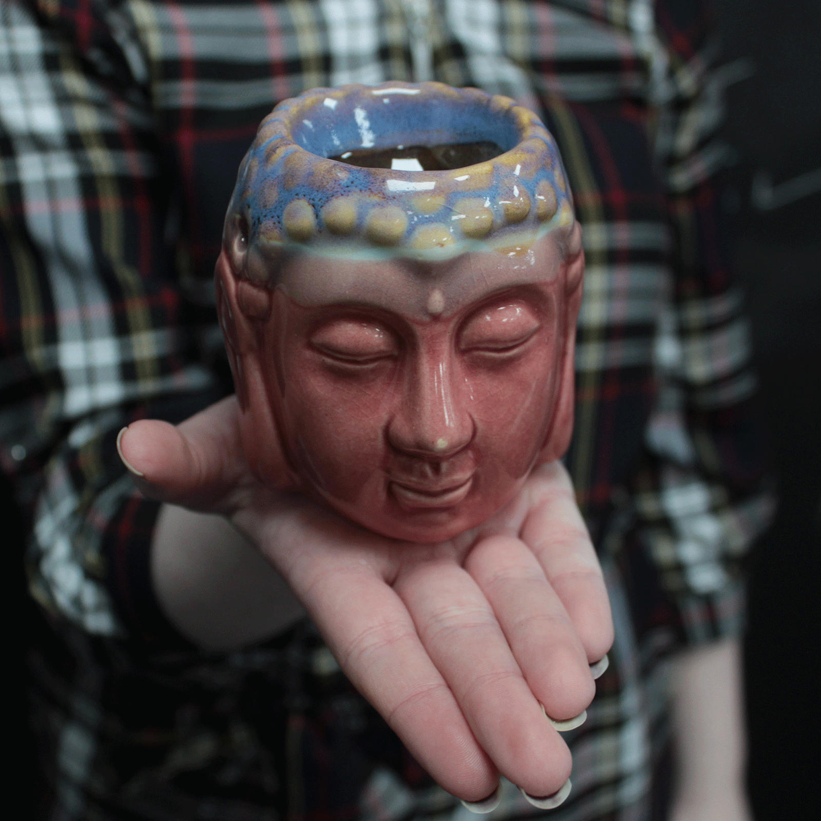 Buddha Oil Burner - Rose & Teal - Image 2