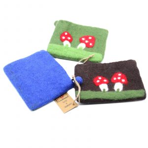 Natural Felt Zipper Pouch (asst) – Mystic Mushrooms