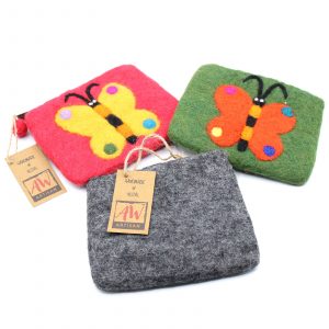 Natural Felt Zipper Pouch (asst) – Big Butterfly
