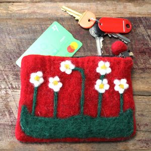 Natural Felt Zipper Pouch (asst) – Flower Garden