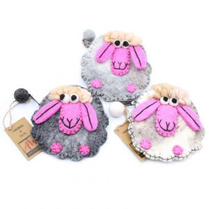 Natural Felt Zipper Pouch (asst) – Happy Sheep