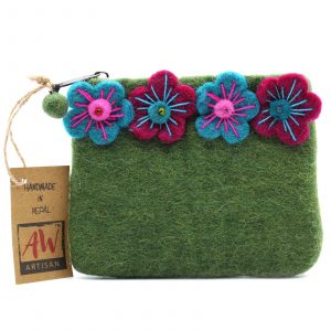 Natural Felt Zipper Pouch (asst) – Four Flowers