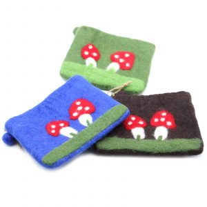 Natural Felt Zipper Pouch (asst) – Mystic Mushrooms