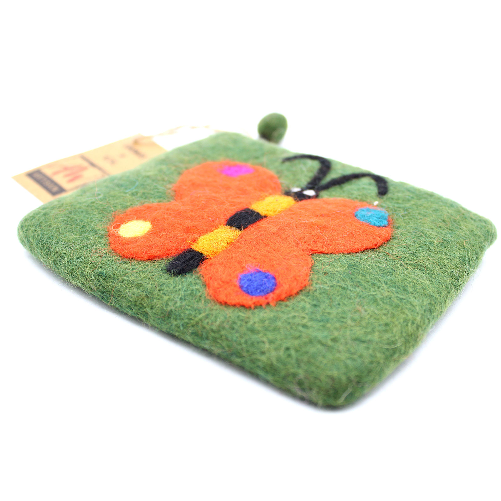Natural Felt Zipper Pouch (asst) - Big Butterfly - Image 3