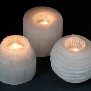 Selenite Cylinder Candle Holder – 8 cm