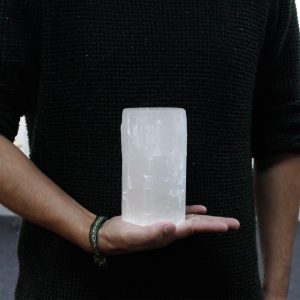 Selenite Cylinder Candle Holder – 15 cm