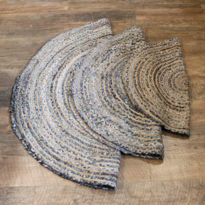 Round Jute and Recycle Denim Rug – 120 cm