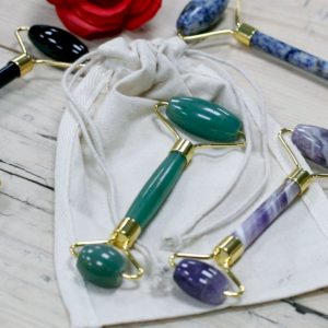 Gemstone Face Rollers in a Pouch