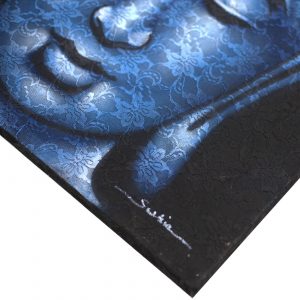 Buddah Painting – Blue Brocade Detail