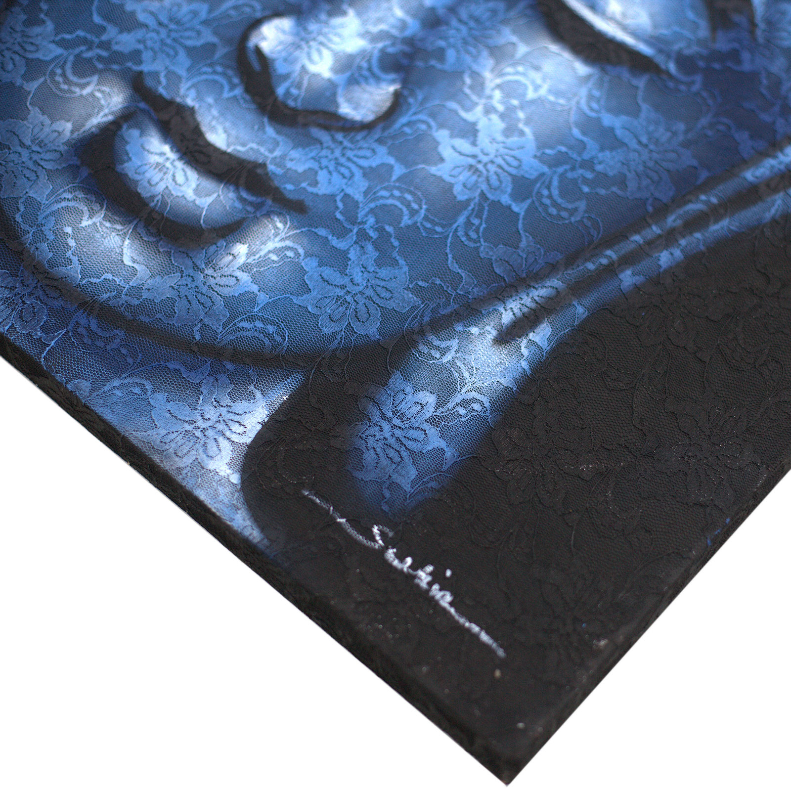 Buddah Painting - Blue Brocade Detail - Image 2