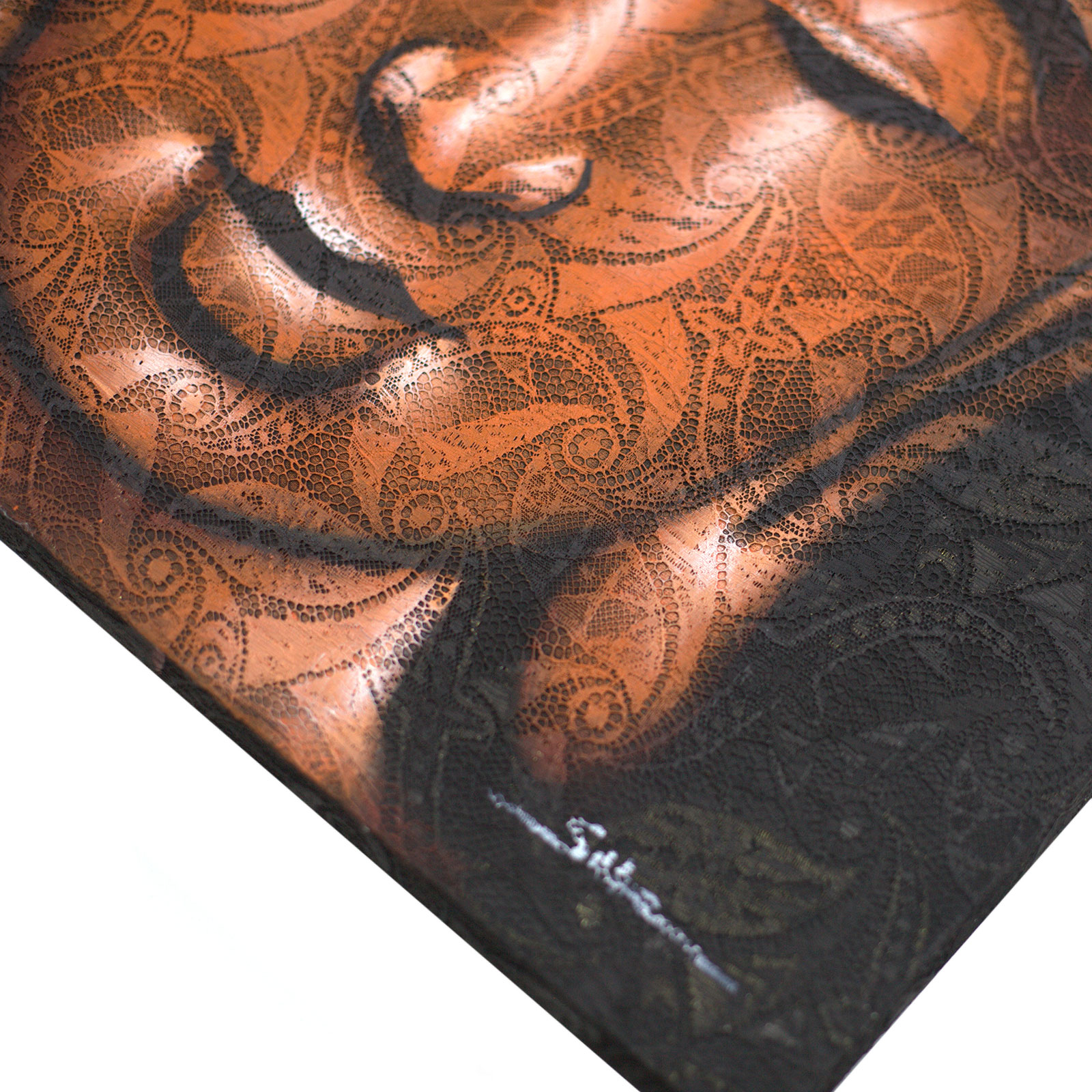 Buddha Painting - Copper Brocade Detail - Image 3