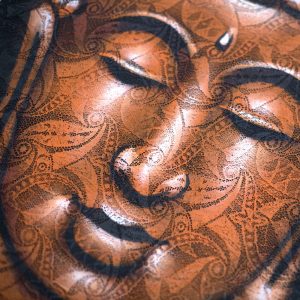 Buddha Painting – Copper Brocade Detail