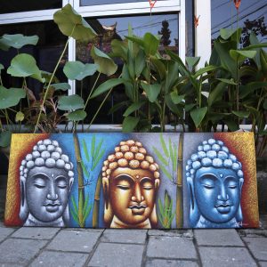 Buddha Painting – Three Heads With Bamboo