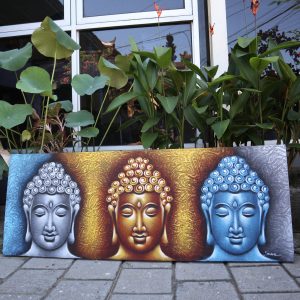 Buddha Painting – Three Heads Gold Detail