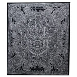 B&W Double Cotton Bedspread + Wall Hanging – Hamsa