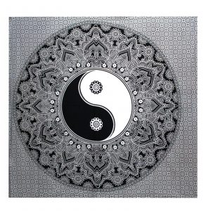 B&W Double Cotton Bedspread + Wall Hanging – Ying yang