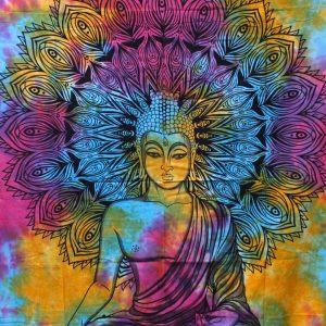 Single Cotton Bedspread + Wall Hanging – Peaceful Buddha