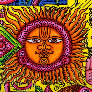 Handbrushed Cotton Wall Art – Sun