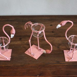 Hydroponic Home Décor – Pink Metal Flamingo Des 3