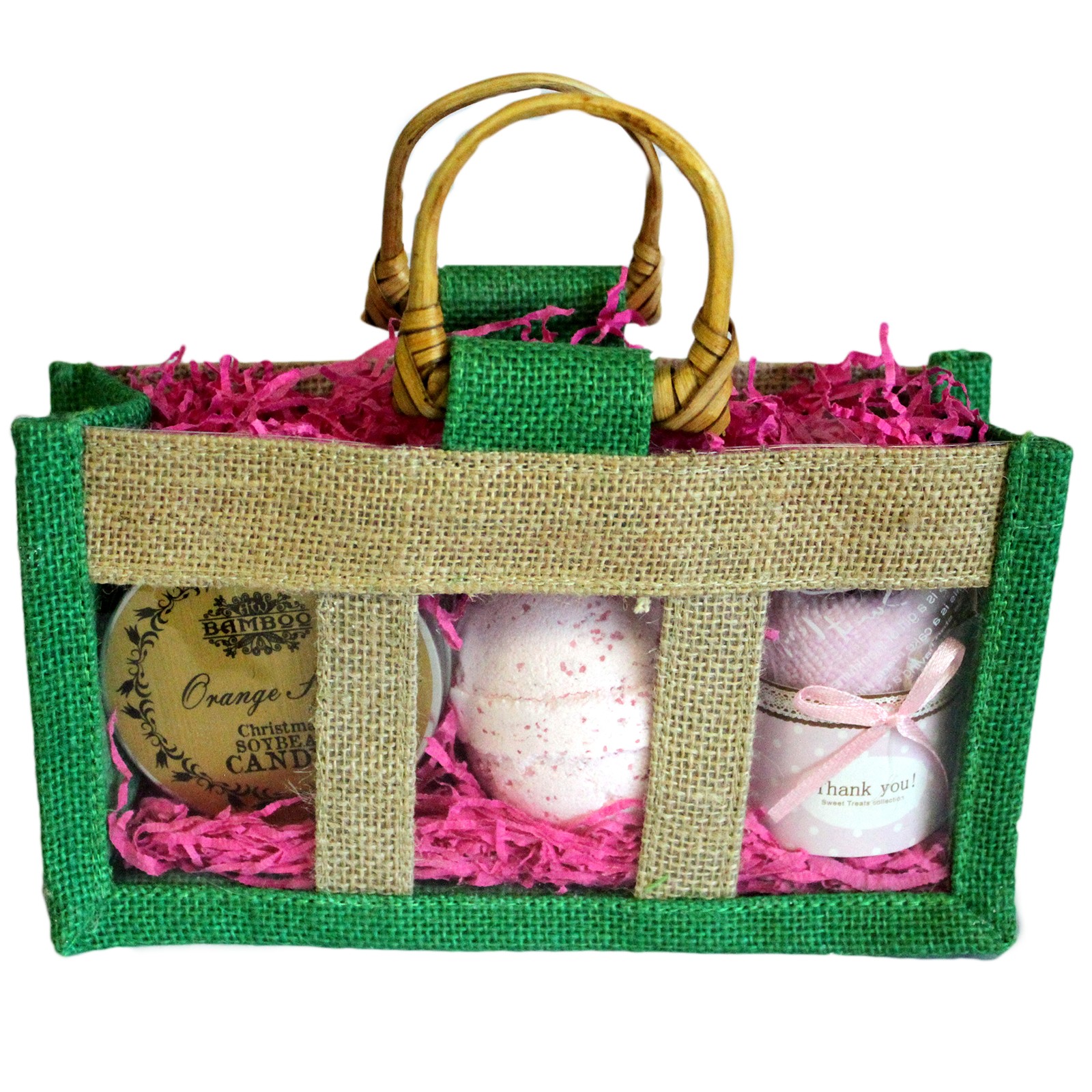 Three Jar Jute Gift Bag - Green - Image 4