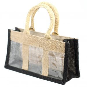 Three Jar Jute Gift Bag – Black – Soft Handle