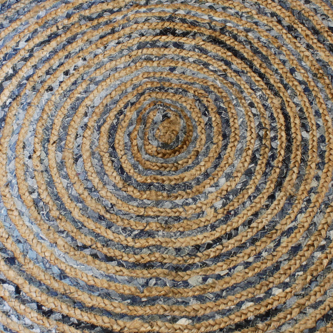 Round Jute and Recycle Denim Rug - 120 cm - Image 3