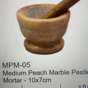 Medium Peach Marble Pestle & Mortar – 10x7cm