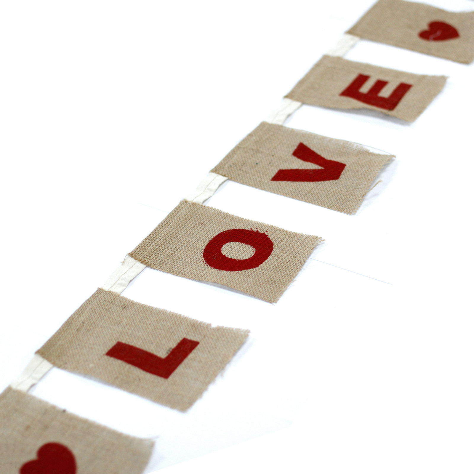 Natural Bunting I LOVE YOU (large with hearts) - Image 7