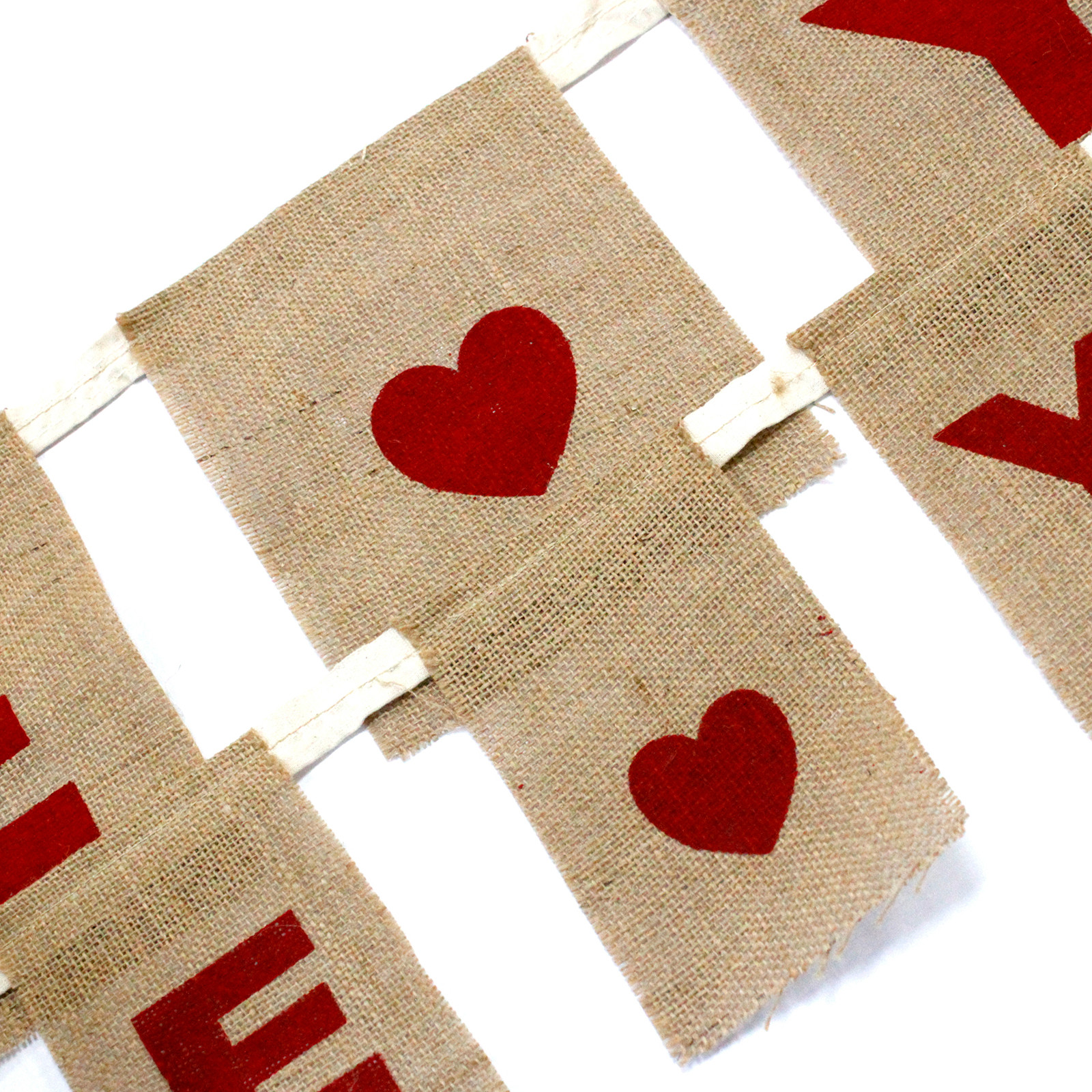 Natural Bunting I LOVE YOU (large with hearts) - Image 6