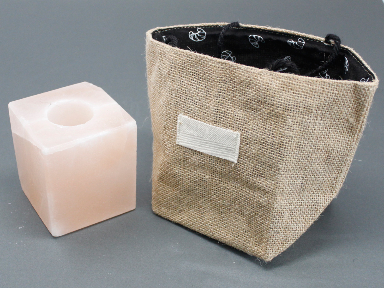 Natural Jute Cotton Gift Bag - Black Lining - Large - Image 5
