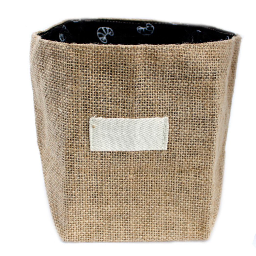 Natural Jute Cotton Gift Bag - Black Lining - Large - Image 4