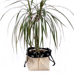 Natural Jute Cotton Gift Bag – Black Lining – Large