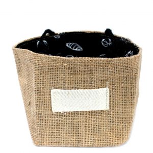 Natural Jute Cotton Gift Bag – Black Lining  Medium