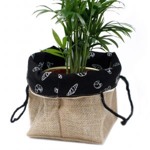Natural Jute Cotton Gift Bag – Black Lining  Medium