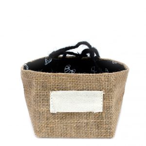 Natural Jute Cotton Gift Bag – Black Lining – Small