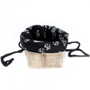 Natural Jute Cotton Gift Bag – Black Lining – Small
