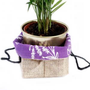 Natural Jute Cotton Gift Bag – Lavender Lining – Medium