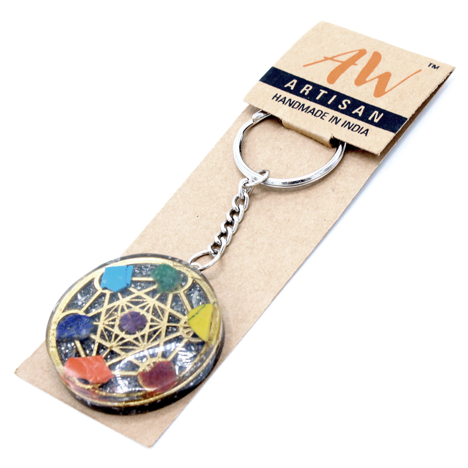 Orgonite Power Keyring - Round Seven Chakra - Image 2