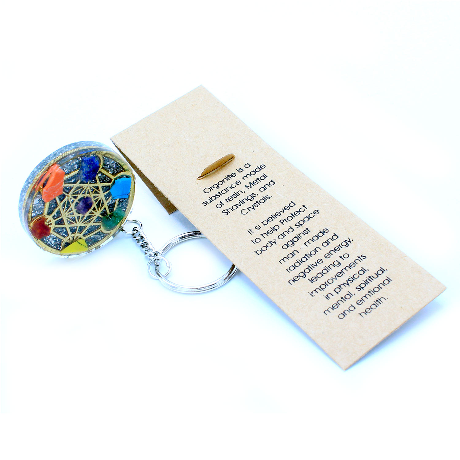 Orgonite Power Keyring - Round Seven Chakra - Image 4