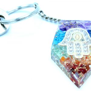 Orgonite Power Keyring – Gemstone Chakra Hamsa