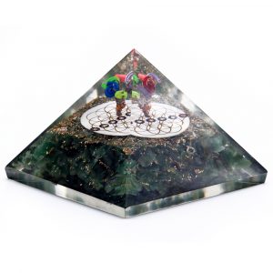 Orgonite Pyramid - Green Acenturine and Flower of Life - 70 mm