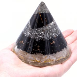 Orgonite Cone – Selenite and Black Toumaline Copper – 90 mm