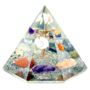 Orgonite 7 sided Pyramid – Gemstone Wisdom Tree – 90 mm