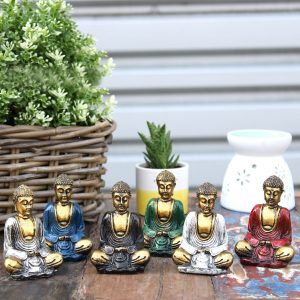 6 x Gold Mini Buddha (Assorted Colours)