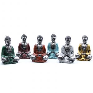 6 x Silver Mini Buddha (Assorted Colours)