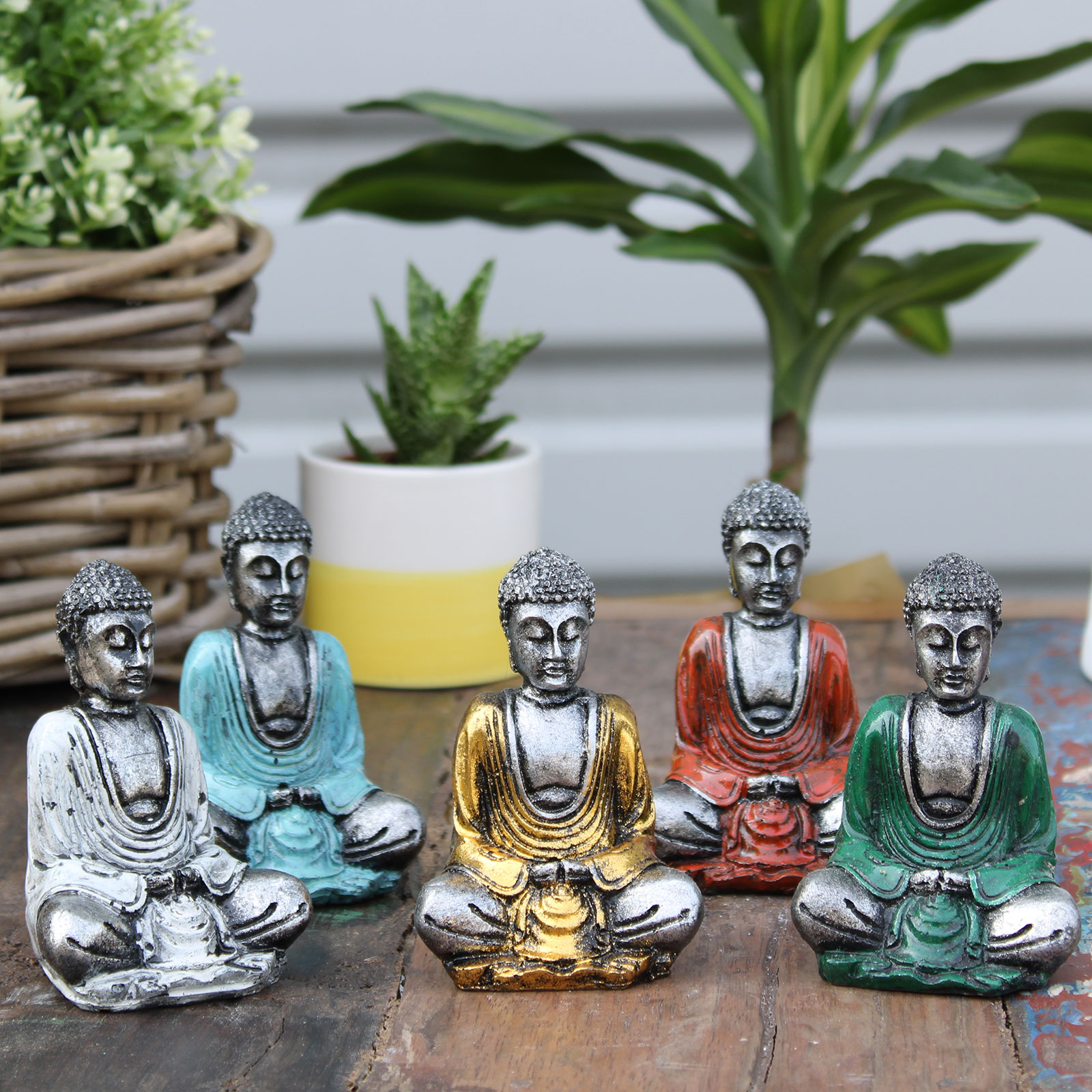 6 x Silver Mini Buddha (Assorted Colours) - Image 6