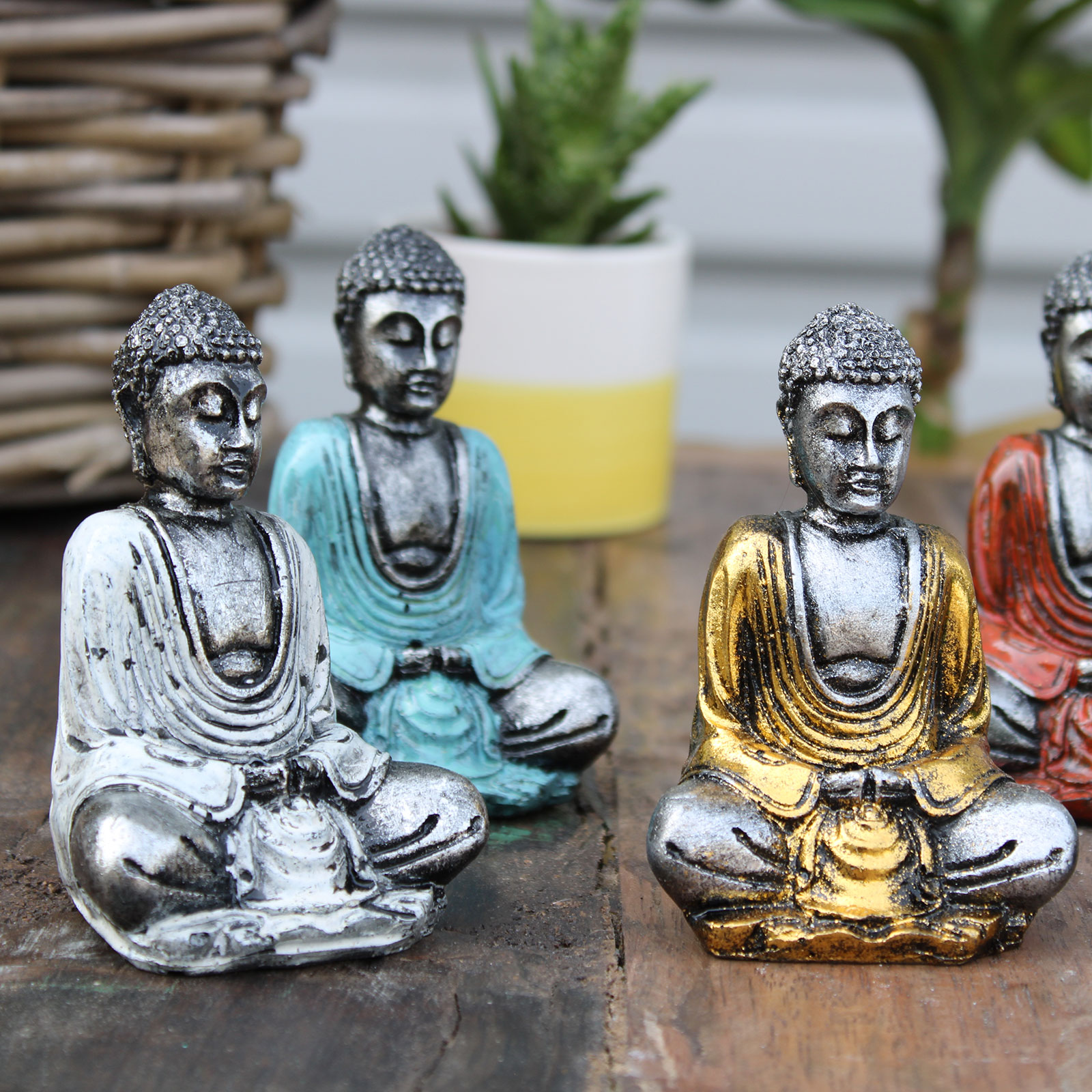 6 x Silver Mini Buddha (Assorted Colours) - Image 5