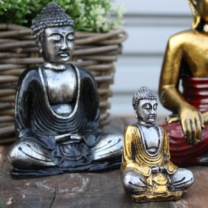 6 x Silver Mini Buddha (Assorted Colours)