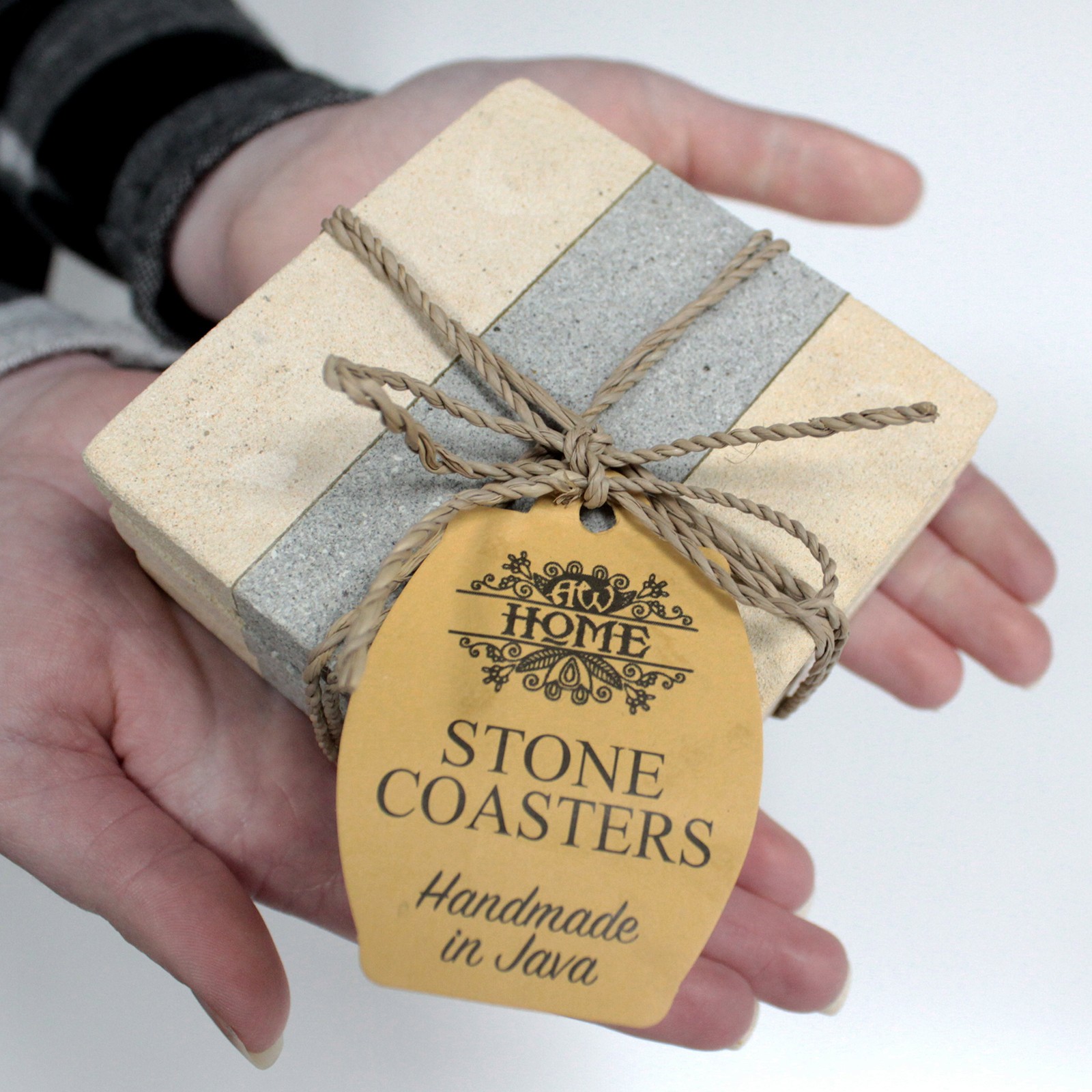Set of 4 Stone Coasters - Square - Stripe - Image 2