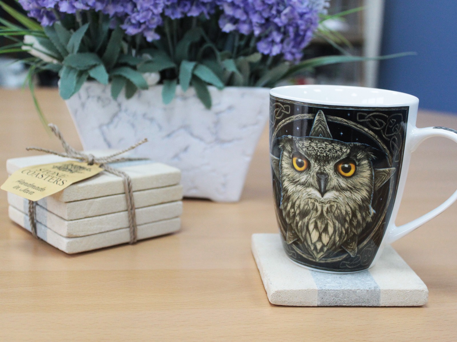 Set of 4 Stone Coasters - Square - Stripe - Image 5